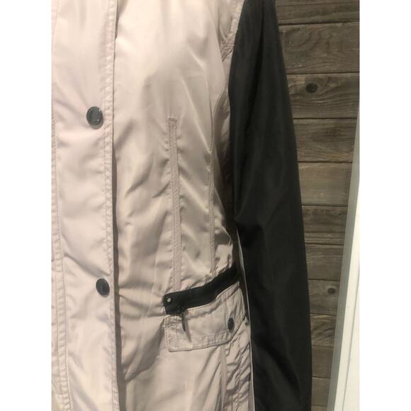 Laundry by Shelli Segal hooded trench coat black/light taupe women's size M - Picture 5 of 11